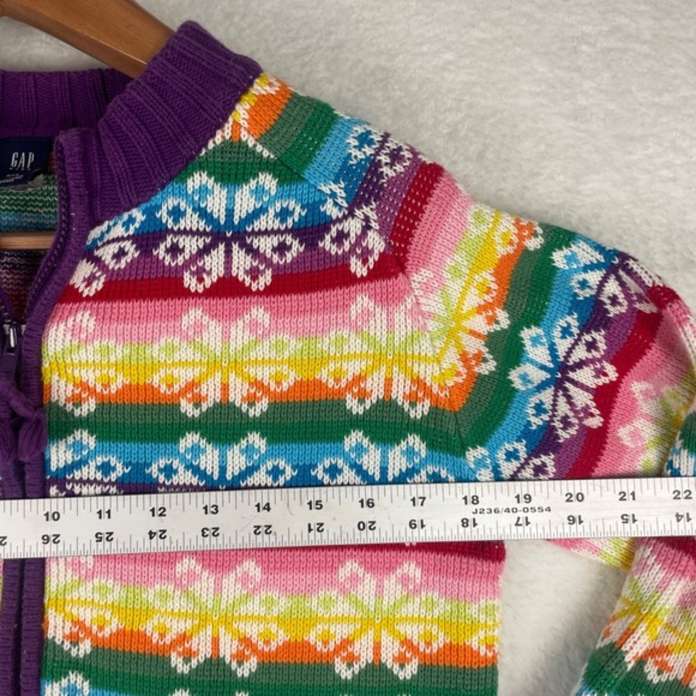 Y2K VTG Gap XXL 100% Cotton Fair‎ Isle Christmas Snowflake Full Zip Ugly Sweater - Picture 8 of 17